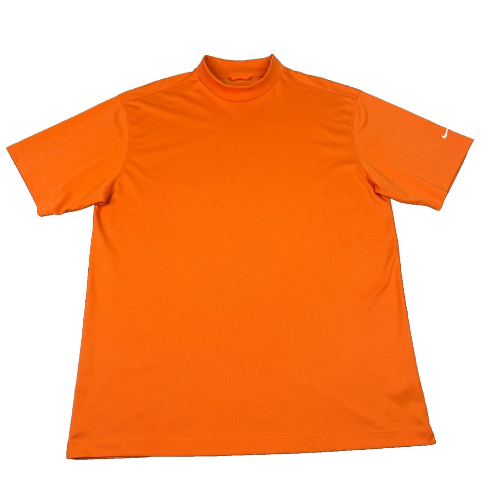 Nike Golf Dri-FIT Mock Neck Shirt Mens XL Orange Short Sleeve Performance 213749
